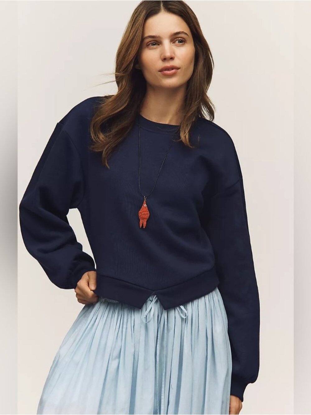 NWT Size S - Maeve Cotton Blend Private Jetty Pullover Dark Navy (US$ 98)
